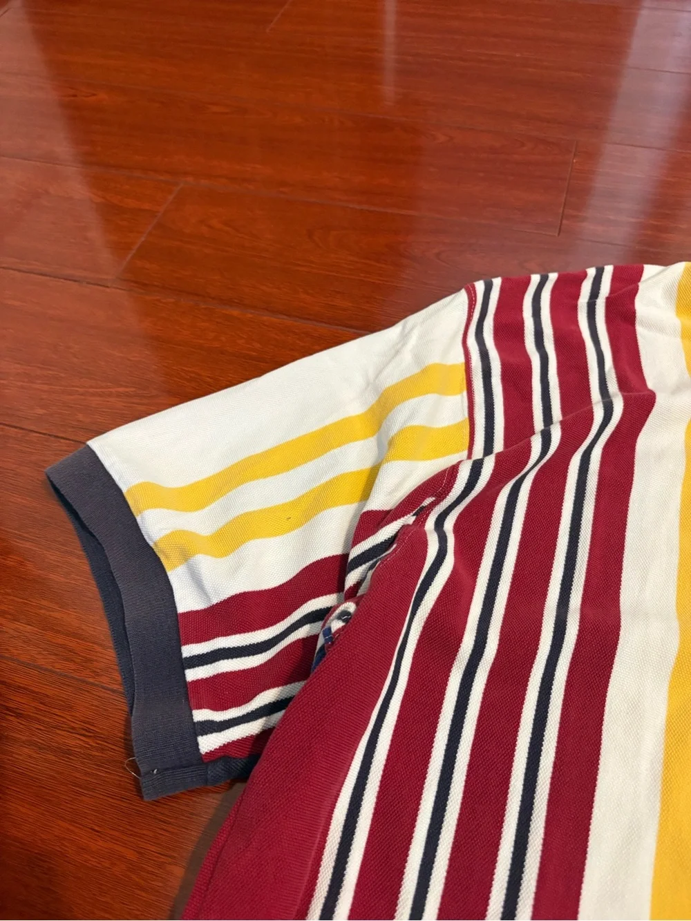 Men’s Vintage Polo Ralph Lauren Color Block Striped Polo Size XXL Red Blue